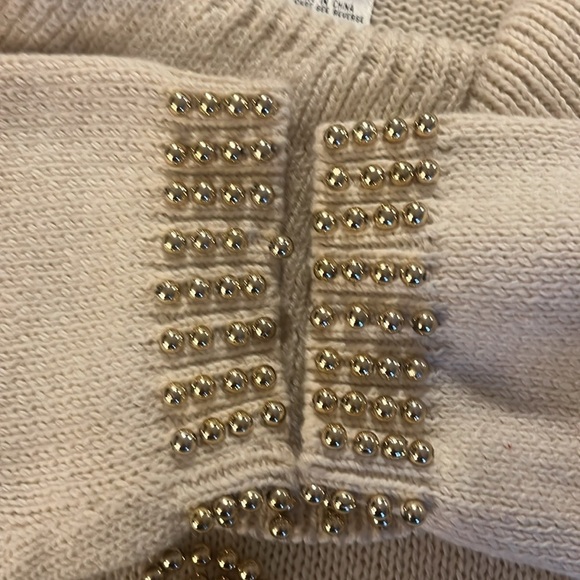 Vintage Victoria Harbour Beaded Cowl Neck Sweater Sz Medium Cream Emblishment - Picture 8 of 11